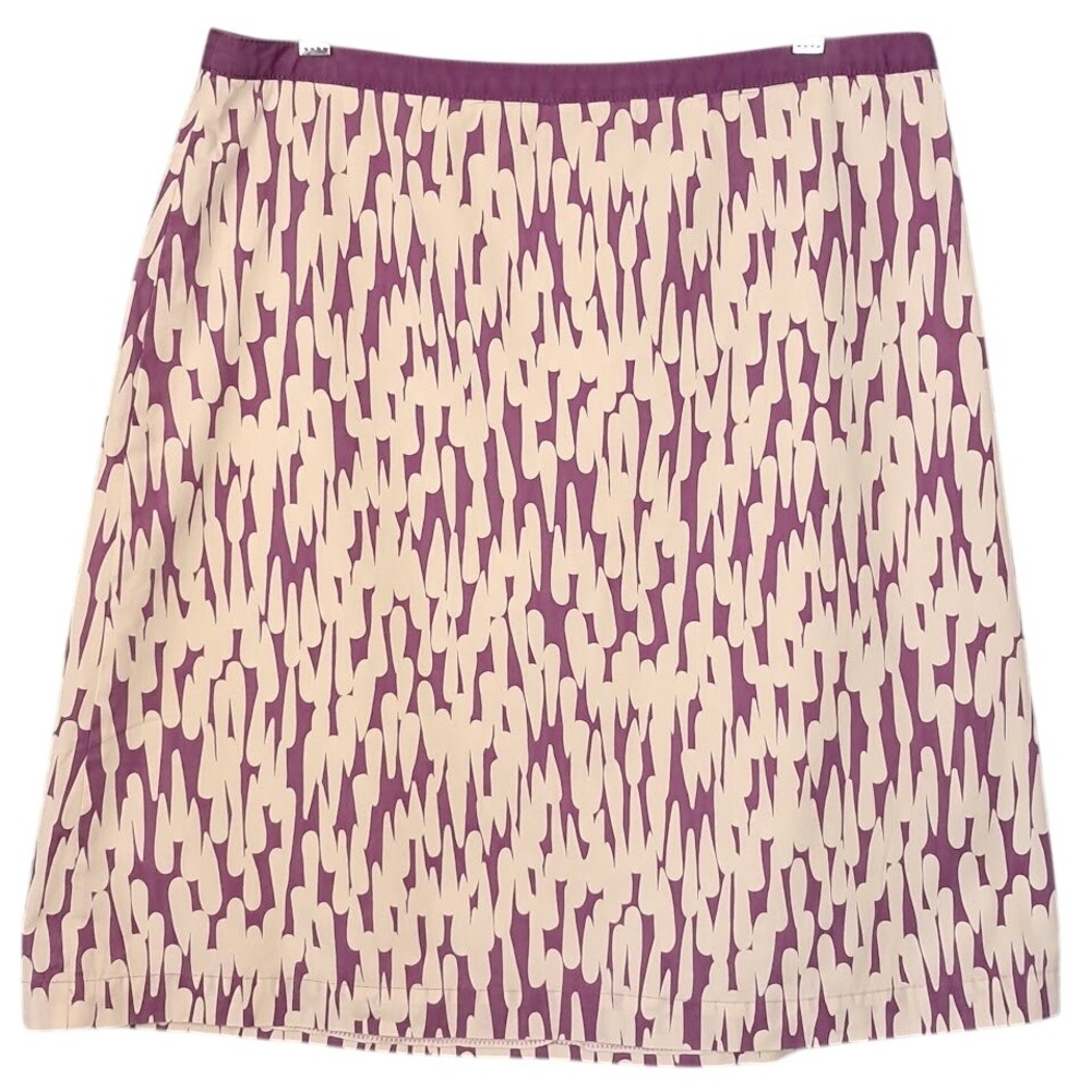 BODEN 10 Cotton Lined Skirt Purple Cream Abstract Print A-Line Knee Length